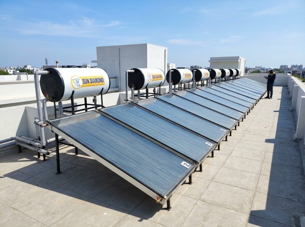 Sun Diamond commercial solar water heater installation Electronic City Bangalore