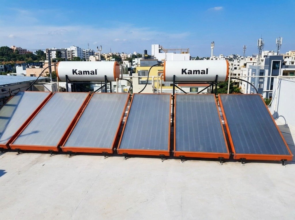 Kamal solar water heater rooftop installation in Whitefield Bangalore